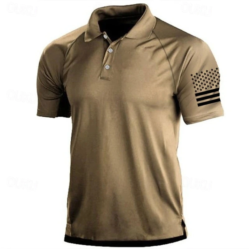 3D Print USA Flag Pattern Polo - Outdoor Sport Usa ulasan dan harga